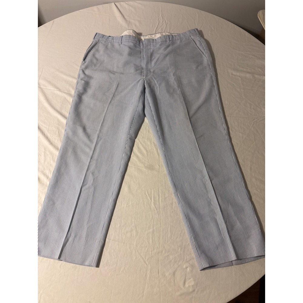 Mark Fore‎ & Strike Seersucker Pants Mens 44x29 Blue White Striped Preppy